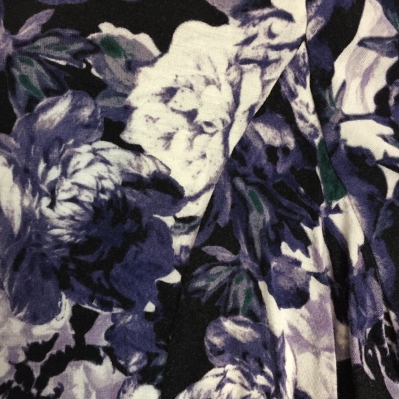 Simply Vera Vera Wang Purple Floral V-Neck Top Plus Sz 3X Long Sleeve Tee Rayon - Picture 7 of 13